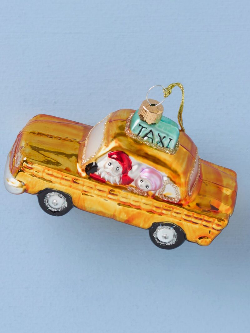 Blown Glass Taxi Ornament